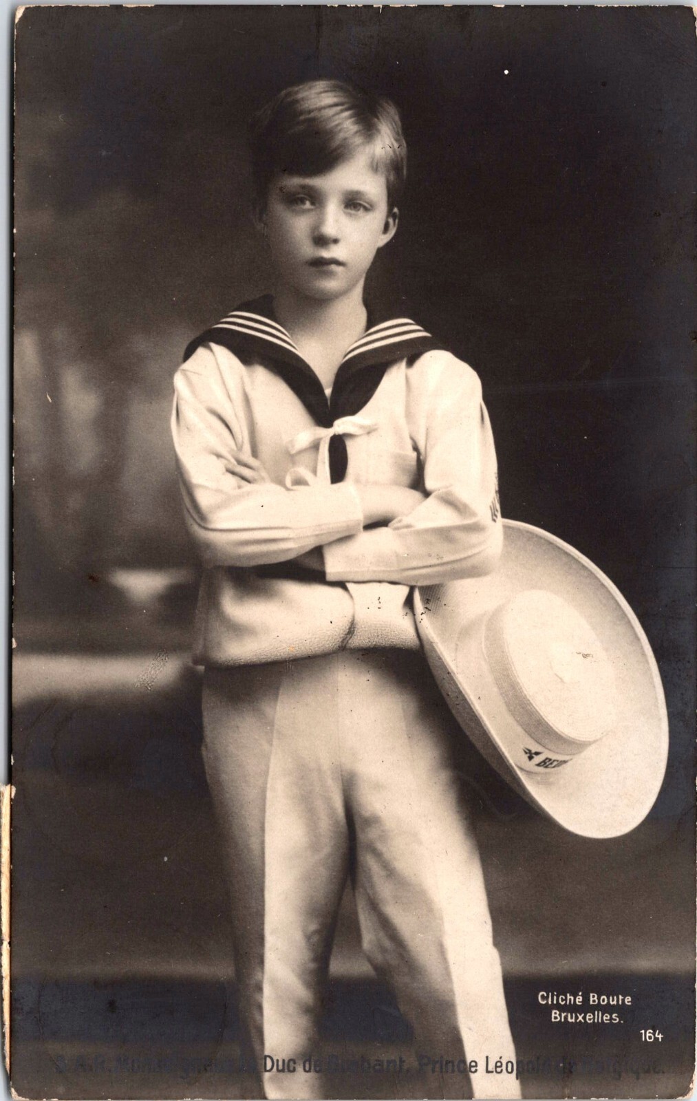 YOUNG PRINCE LEOPOLD III OF BELGIUM : IN SAILOR SUIT : RARE RPPC 1912 YOUNG PRINCE LEOPOLD III OF BELGIUM : IN SAILOR SUIT : RARE RPPC 1912
