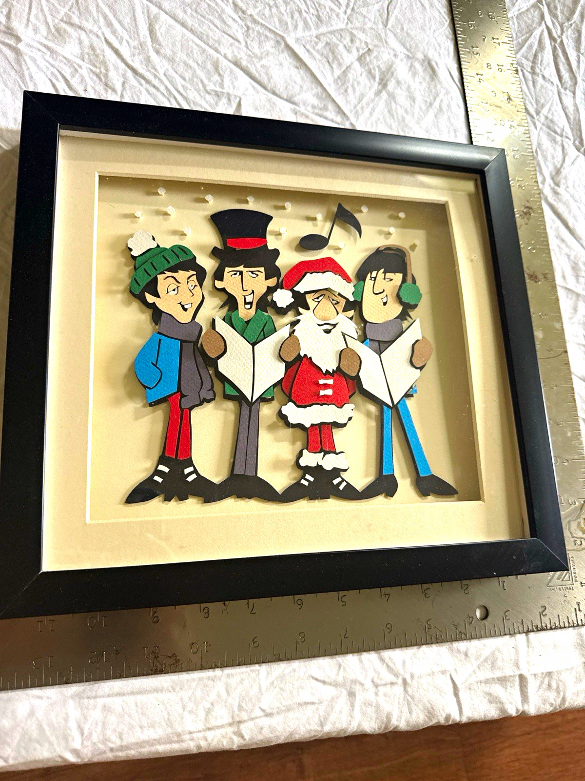 Beatles Characters Christmas Framed Matted Wall Art 8x10 Handcut Layered Paper