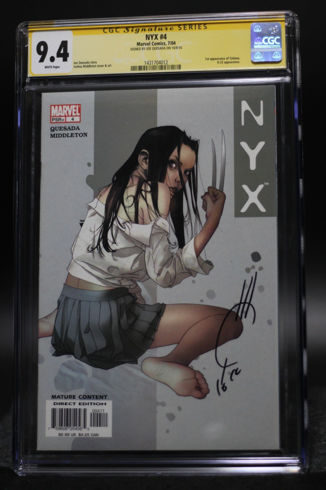NYX (2003) #4 Signed By Joe Quesada 1st App Of Tatiana CGC SS 9.4 White Pages