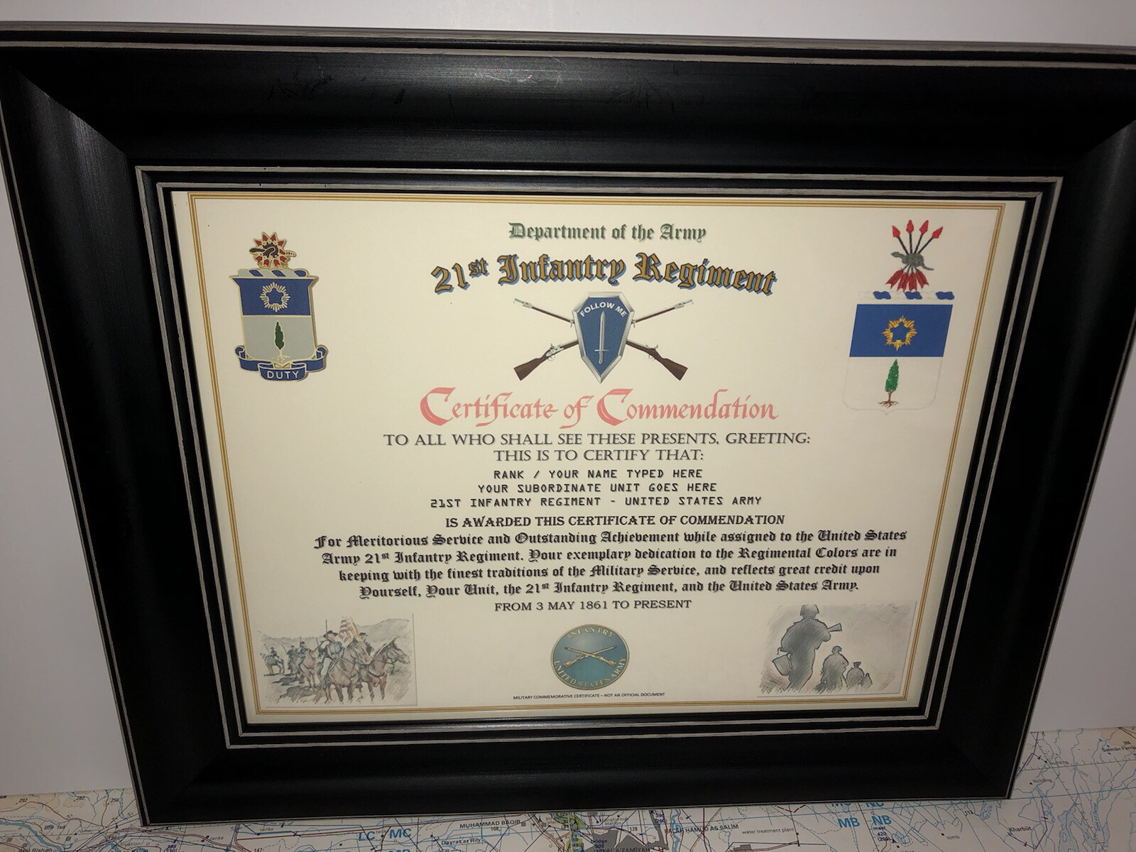 21ST INFANTRY REGIMENT / COMMEMORATIVE - CERTIFICATE OF COMMENDATION