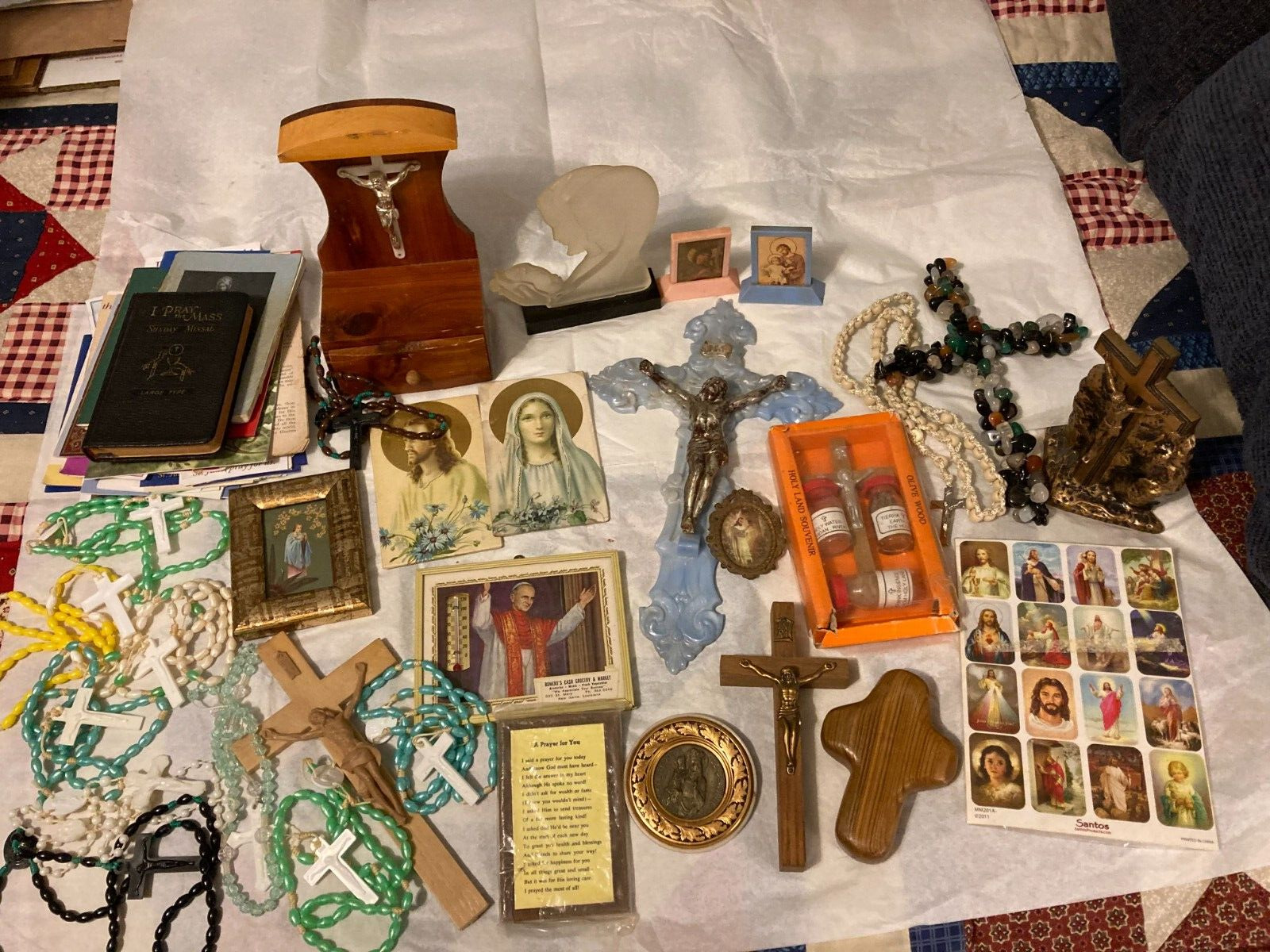 Vintage Religious Junk Drawer Lot Many Old & Unusual Items
