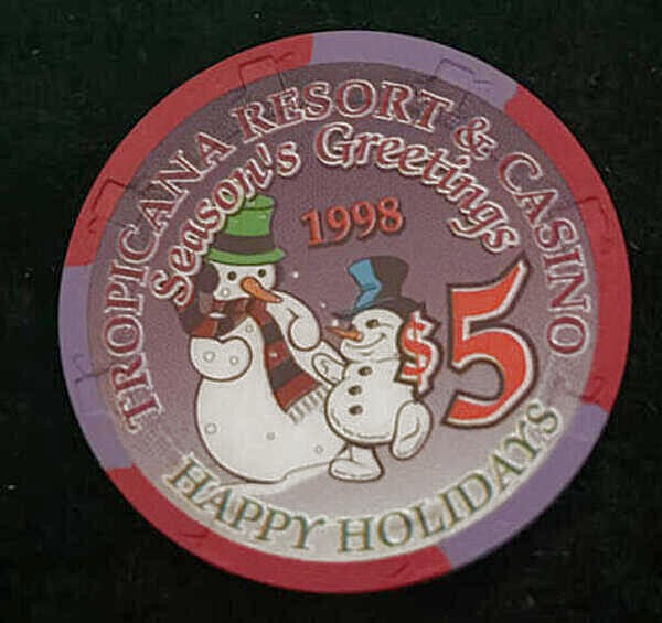 $5 Tropicana Casino Chip * Happy Holidays, Las Vegas * Limited Edition of 750 $5 Tropicana Casino Chip * Happy Holidays, Las Vegas * Limited Edition of 750