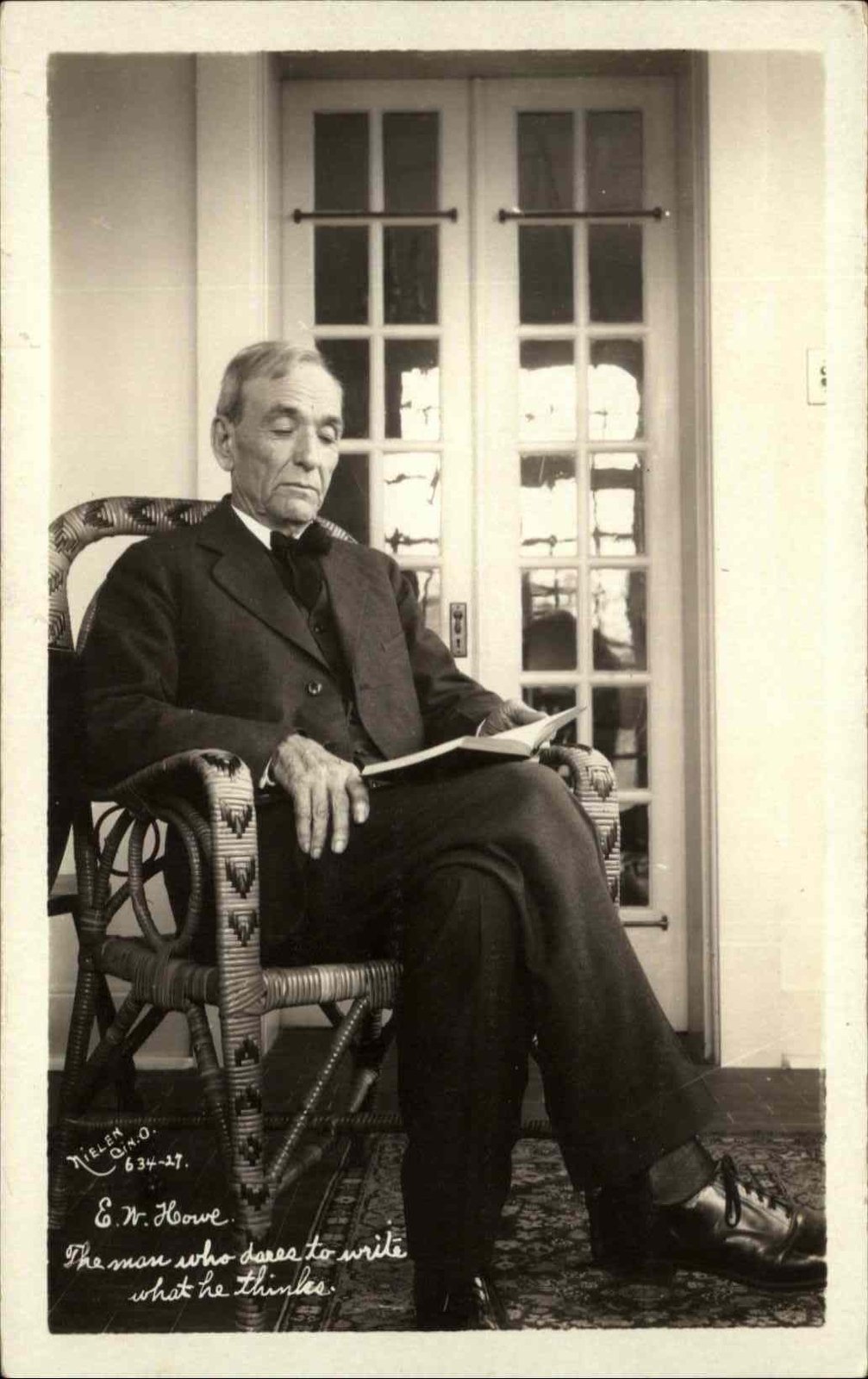 Edgar Watson E. W. Howe Writer Author Reading Book NIELEN Real Photo Postcard Edgar Watson E. W. Howe Writer Author Reading Book NIELEN Real Photo Postcard