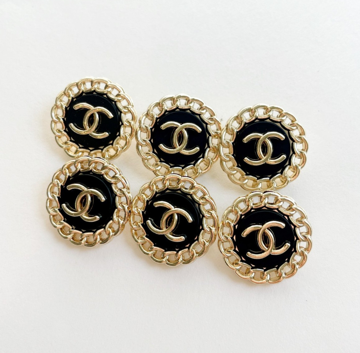 STAMPED lot of 6 Designer Rope Black and Gold Button STAMPED lot of 6 Designer Rope Black and Gold Button