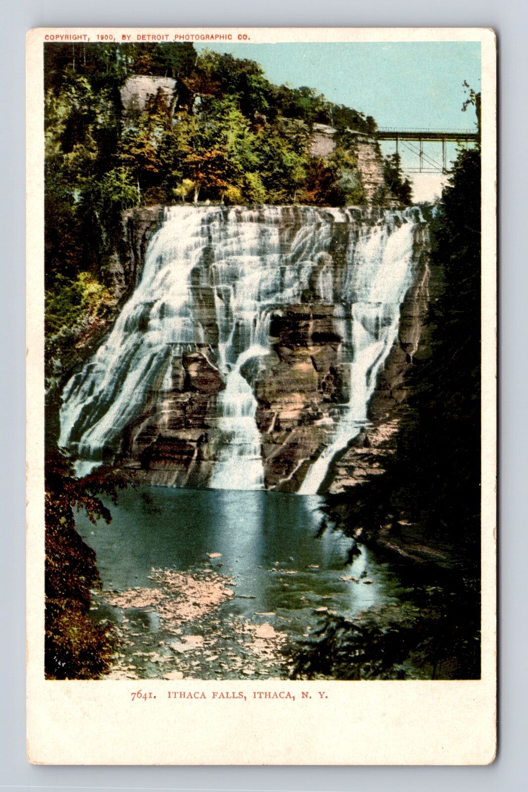 Ithaca NY-New York, Ithaca Falls, Antique Vintage Souvenir Postcard