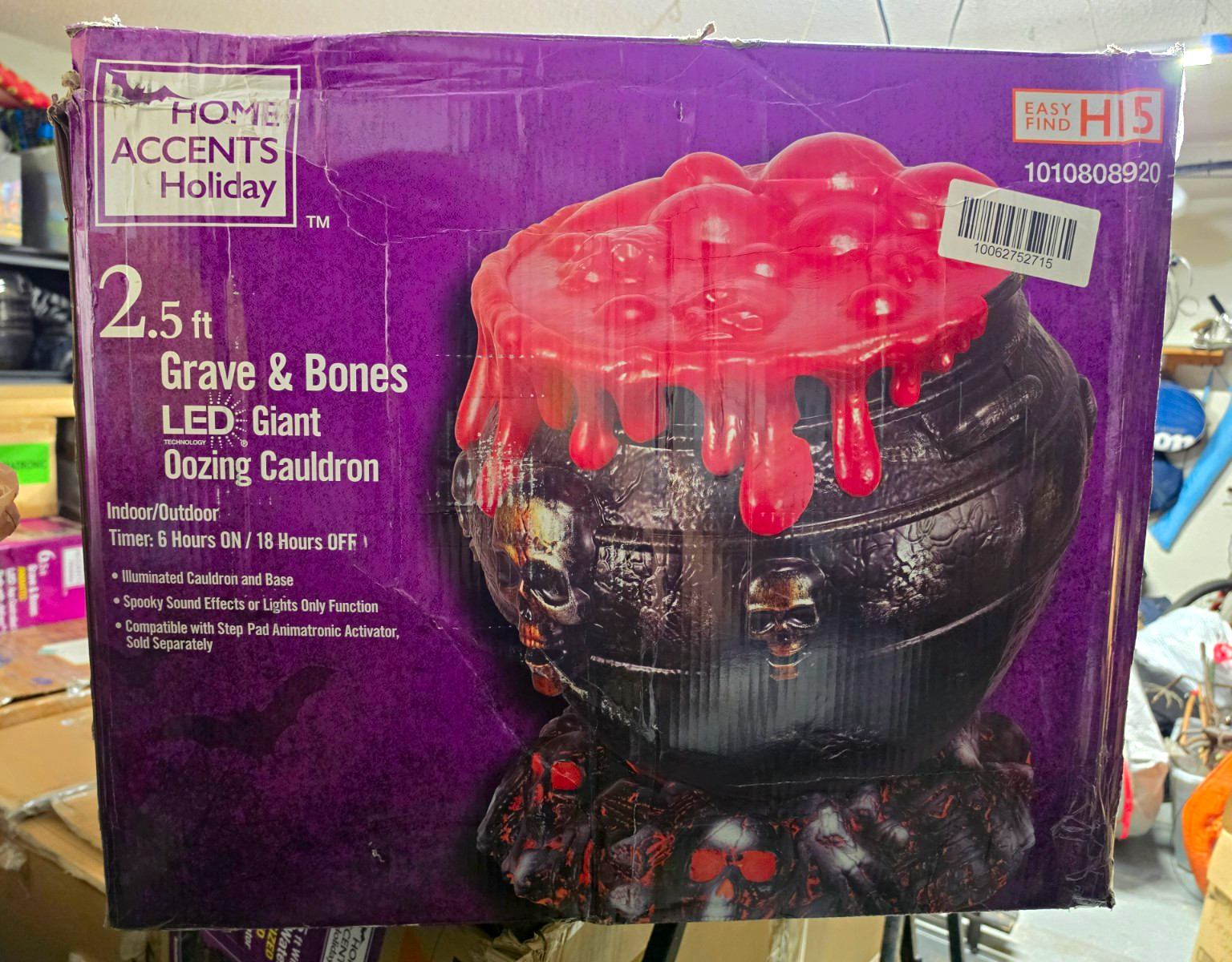 Home Accents Holiday 2.5 ft Grave & Bones LED Cauldron Black/Red Plastic Home Accents Holiday 2.5 ft Grave & Bones LED Cauldron Black/Red Plastic