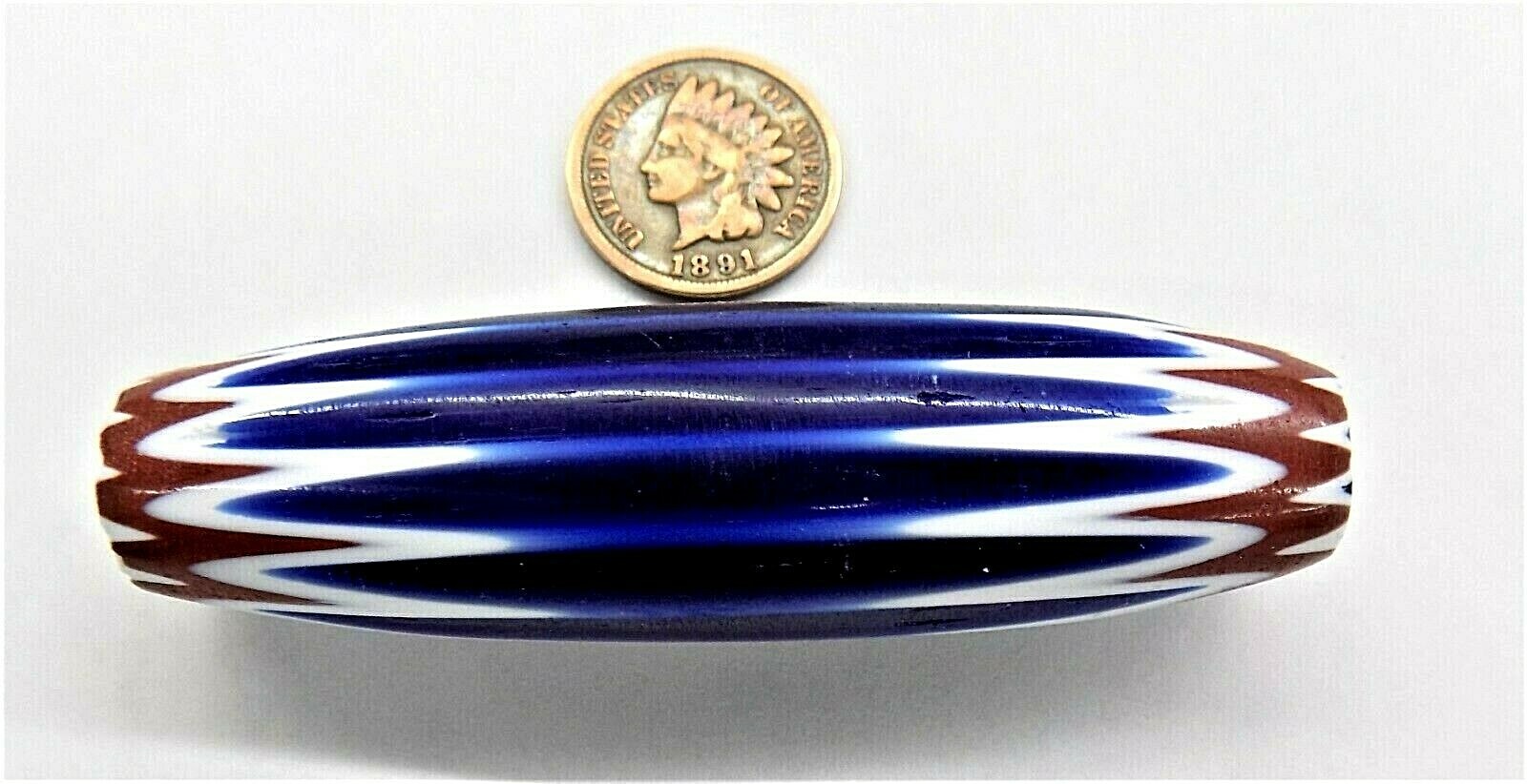 XL Exceptional Chevron Tapered African Trade Bead Howard Collection BG46 1816-1 XL Exceptional Chevron Tapered African Trade Bead Howard Collection BG46 1816-1
