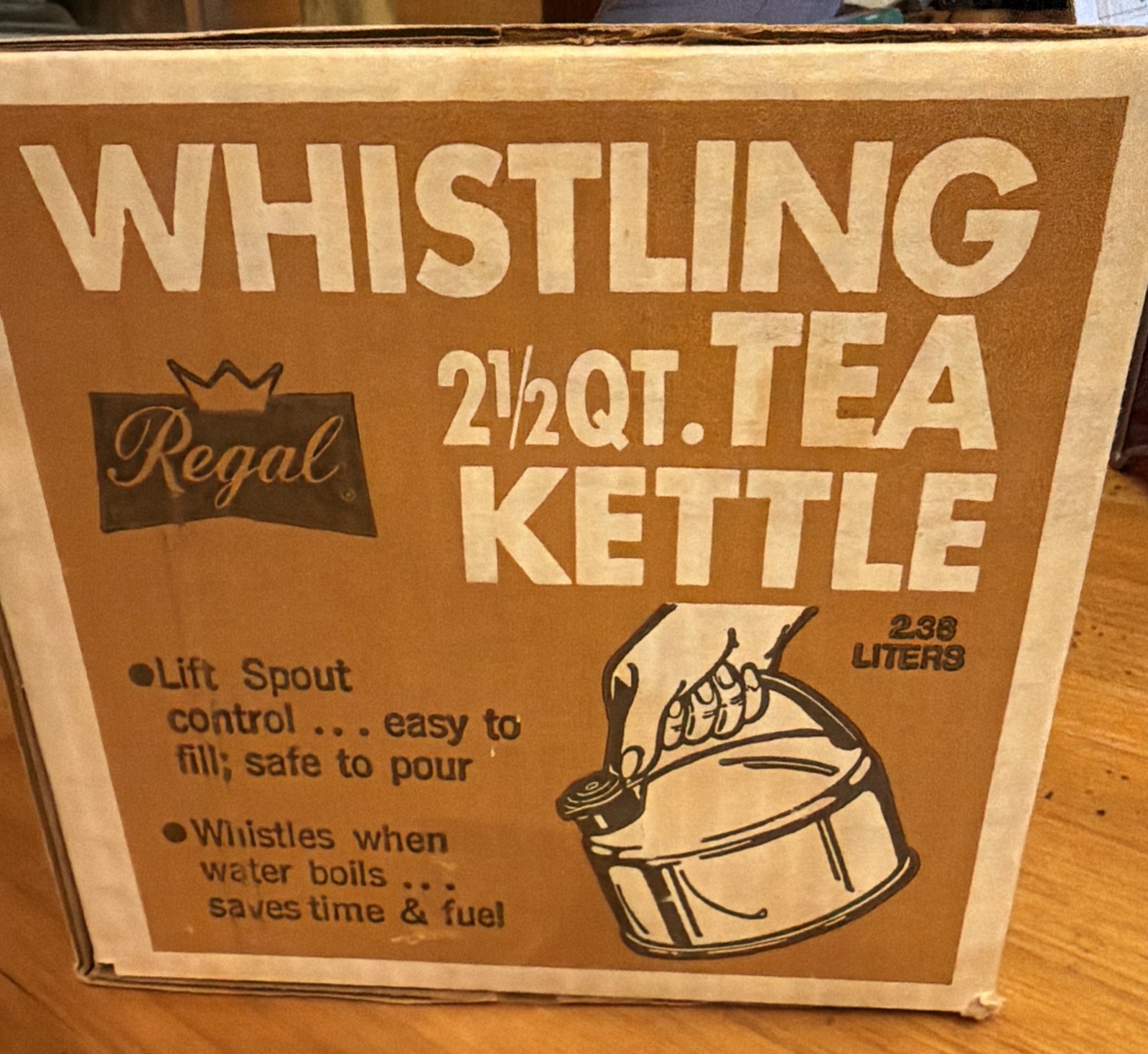 Vintage Regal Ware Aluminum Whistling Tea Kettle. New Unopened Box. Almond Color Vintage Regal Ware Aluminum Whistling Tea Kettle. New Unopened Box. Almond Color