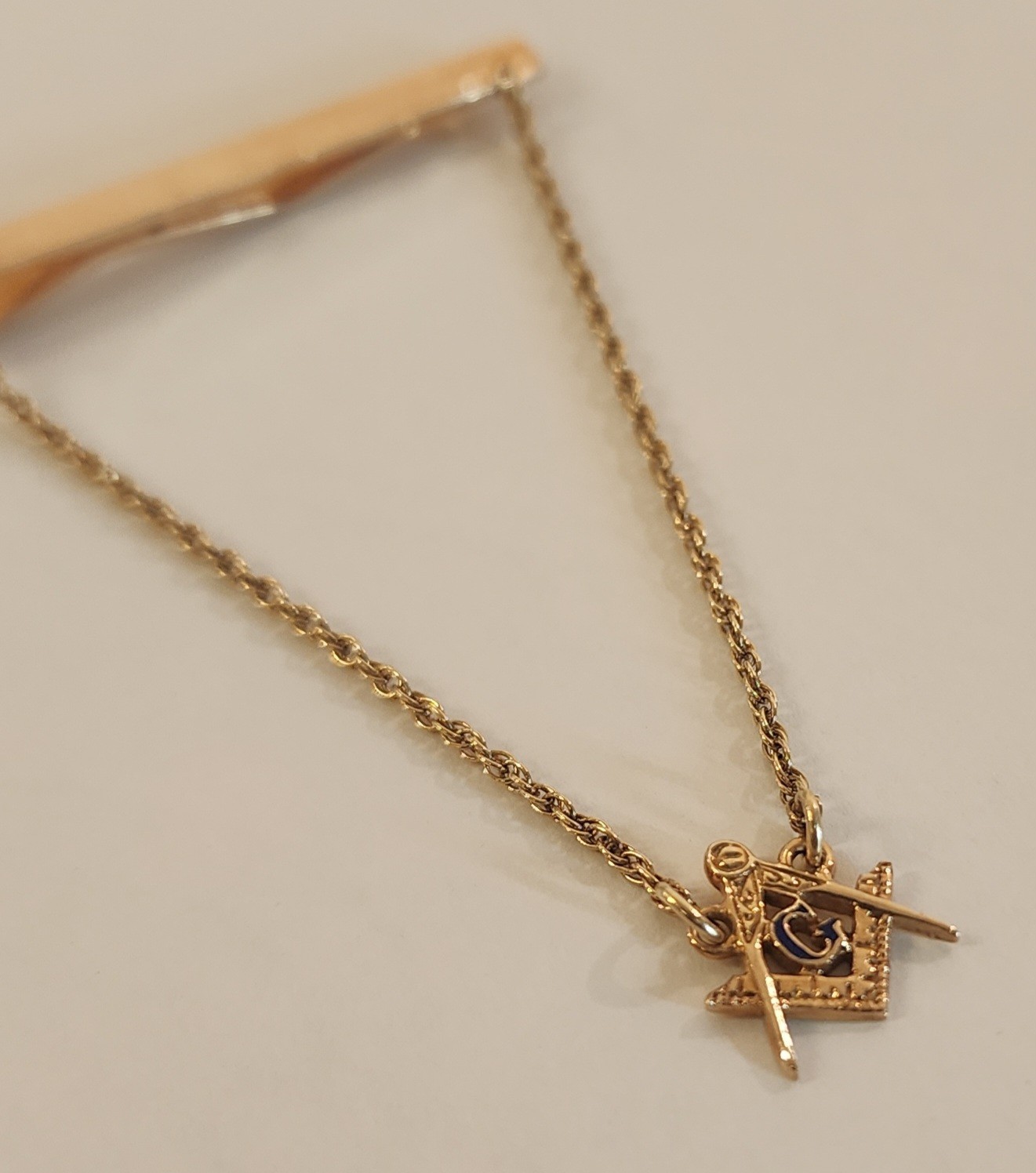 Vintage 14K Gold Freemason Tie Bar 4.62g Masonic Mason