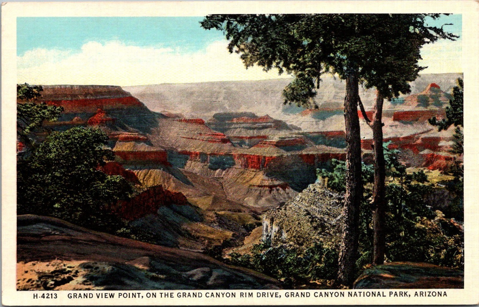 Grand View Point on Grand Canyon Rim Drive, AZ Fred Harvey Vintage Postcard B91 Grand View Point on Grand Canyon Rim Drive, AZ Fred Harvey Vintage Postcard B91