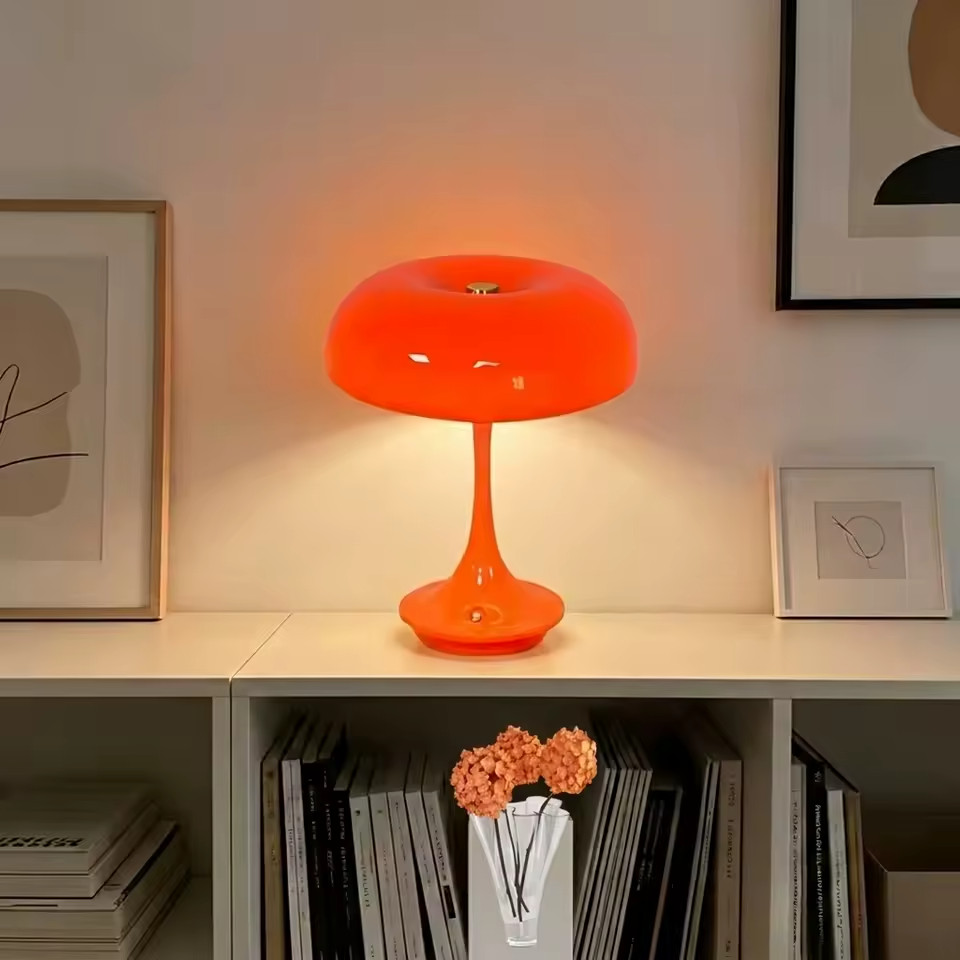 Vintage Orange Mushroom Lamp Mid Century Modern Retro Minimalist Table Lamp Vintage Orange Mushroom Lamp Mid Century Modern Retro Minimalist Table Lamp