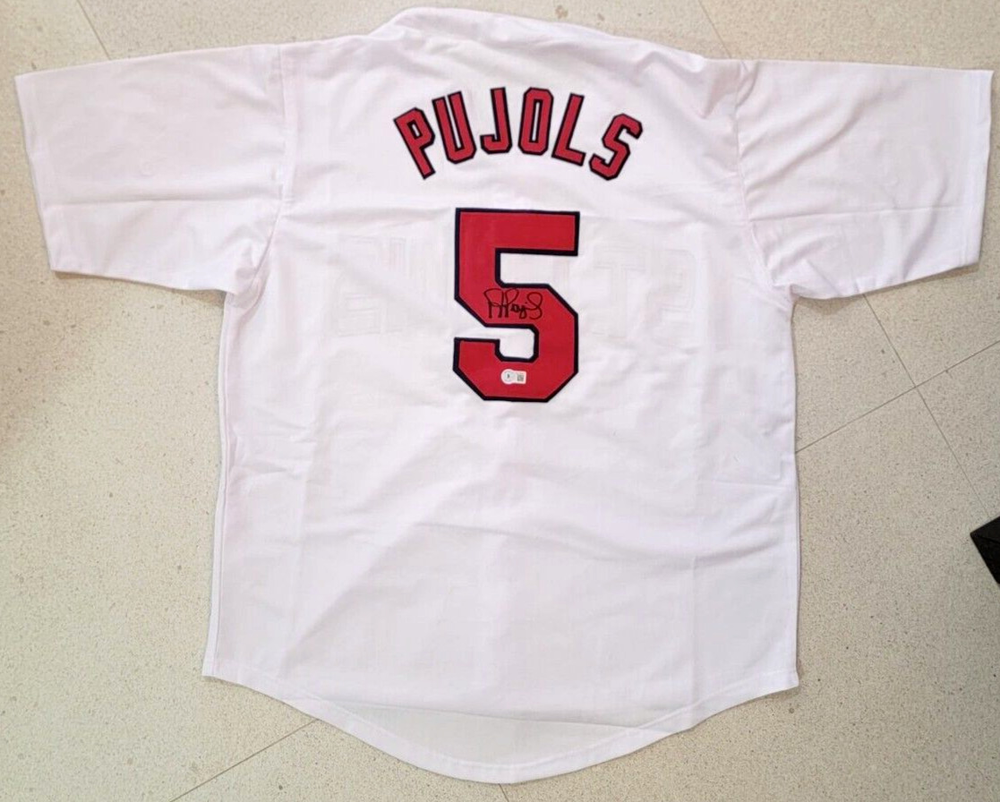 St. Louis Albert Pujols Signed In Black White Jersey Beckett BAS Witnessed