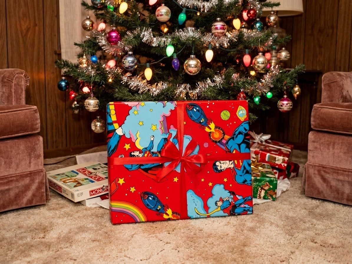 Vintage 1979 Superman Super Friends Gift Wrap Cleo DC Comics Sealed 2 Sheets NOS