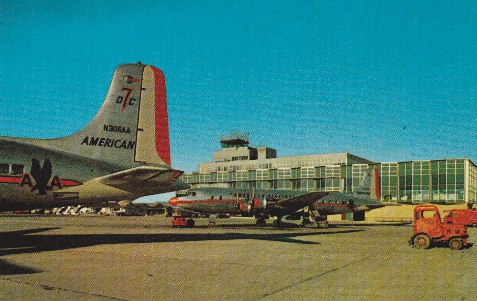 Vintage Postcard Detroit Metropolitan Airport Detroit Michigan Unposted Planes