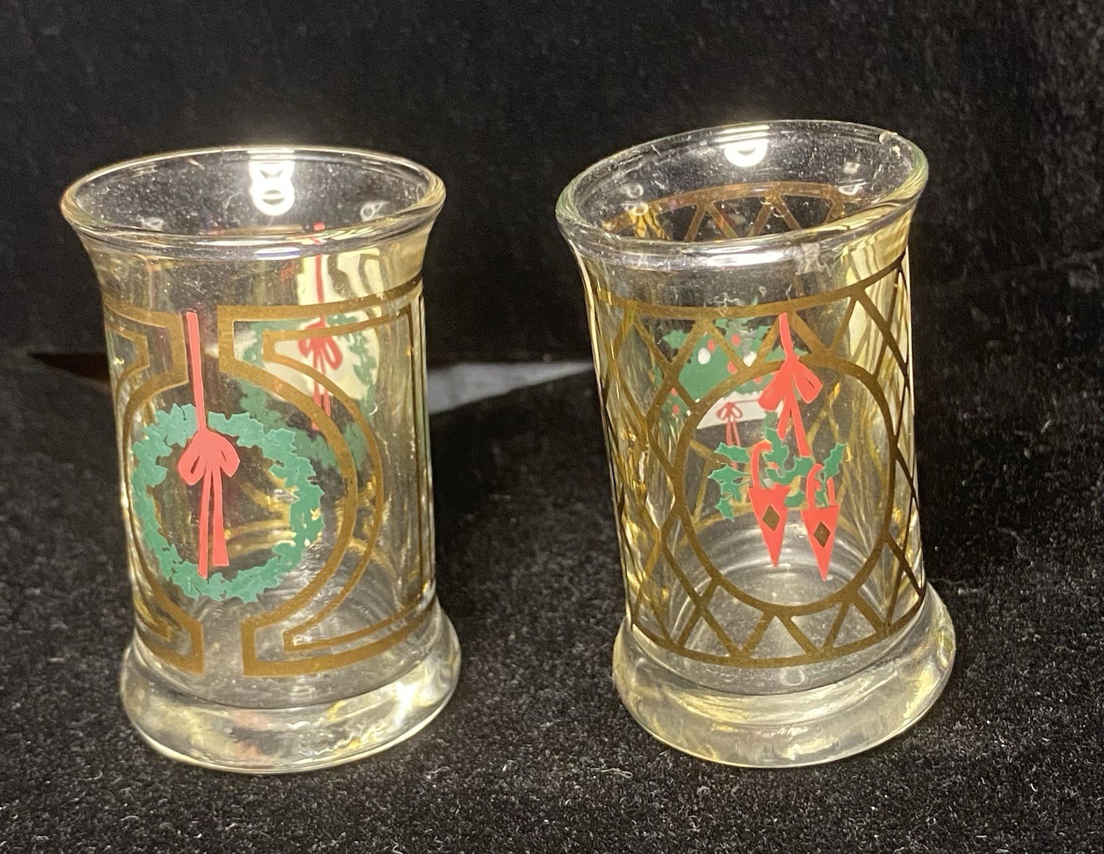 Vintage Holmegaard Christmas Dram Glasses From Denmark - Preowned
