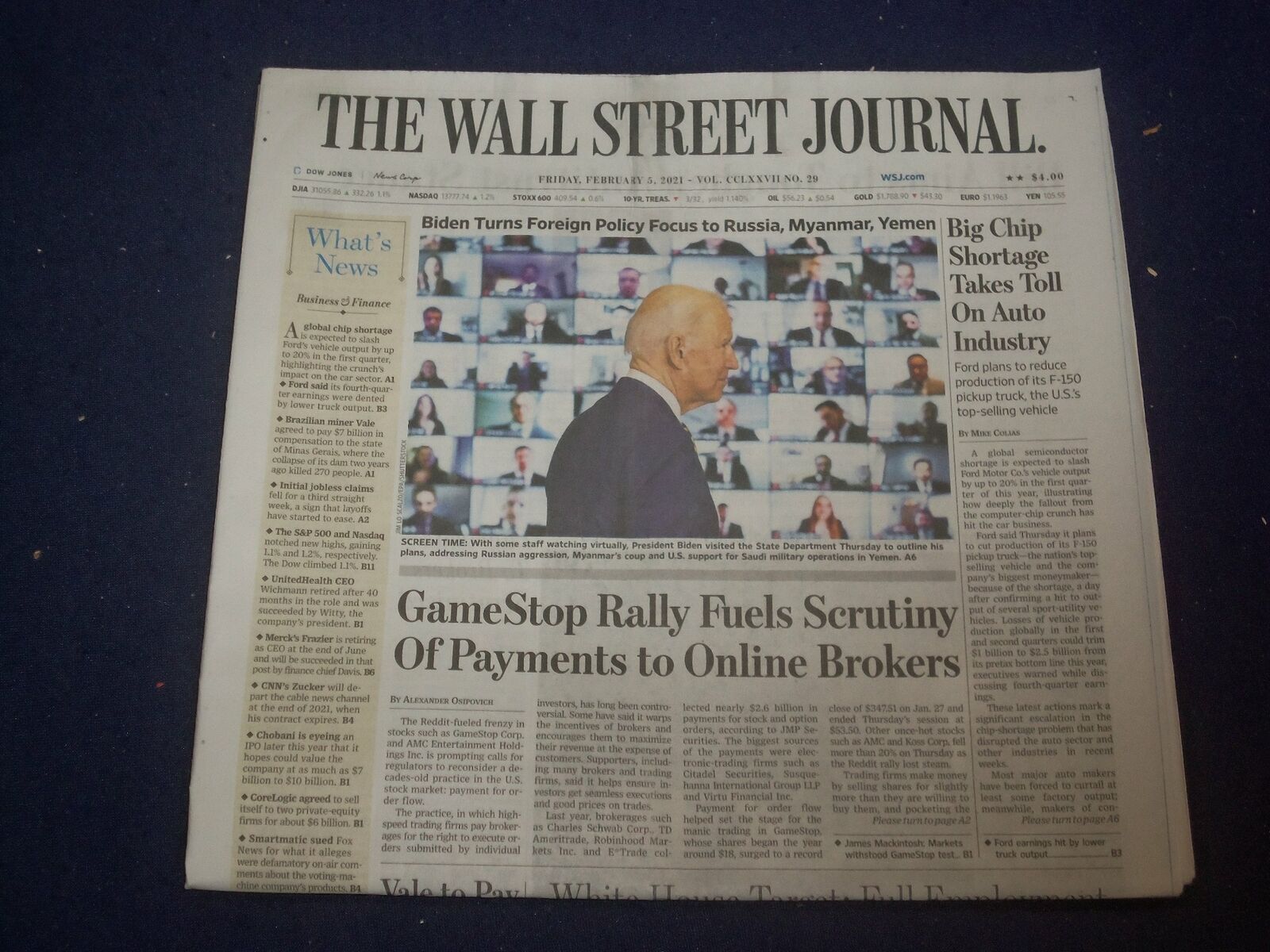 2021 FEBRUARY 5 THE WALL STREET JOURNAL - GAMESTOP RALLY FUELS SCRUTINY PAYMENTS