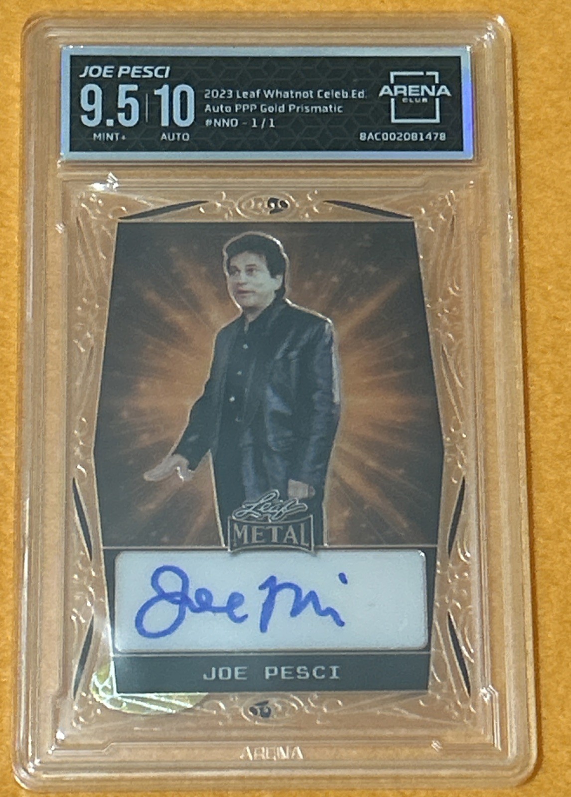 JOE PESCI 2023 LEAF AUTO Arena Club 9.5 10 Autograph Gold Proof 1/1
