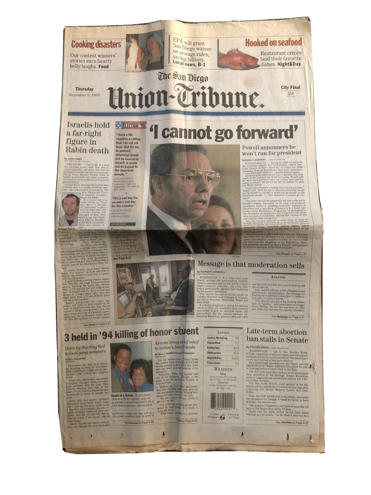 General Colin Powell Won’t Run For President 1995 Newspaper Willie James Jones