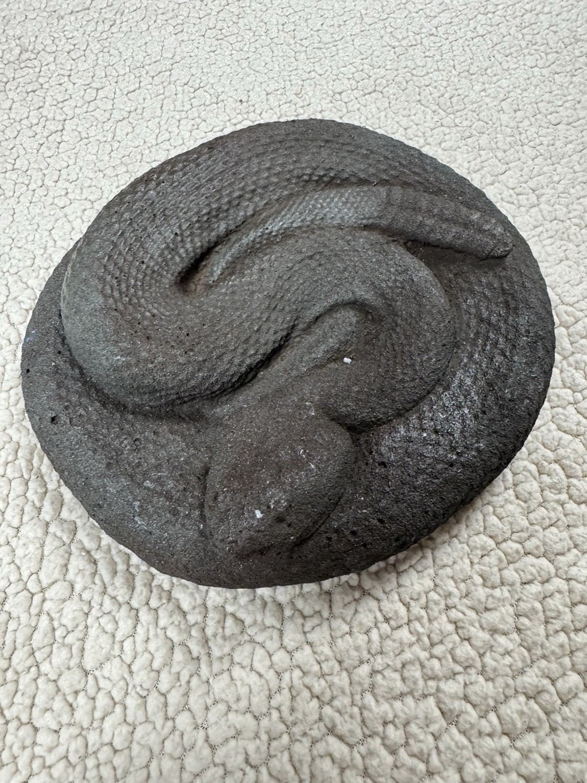 Vintage Realistic Coiled Diamondback Rattlesnake Snake Plaster Sculpture 8\ Vintage Realistic Coiled Diamondback Rattlesnake Snake Plaster Sculpture 8\