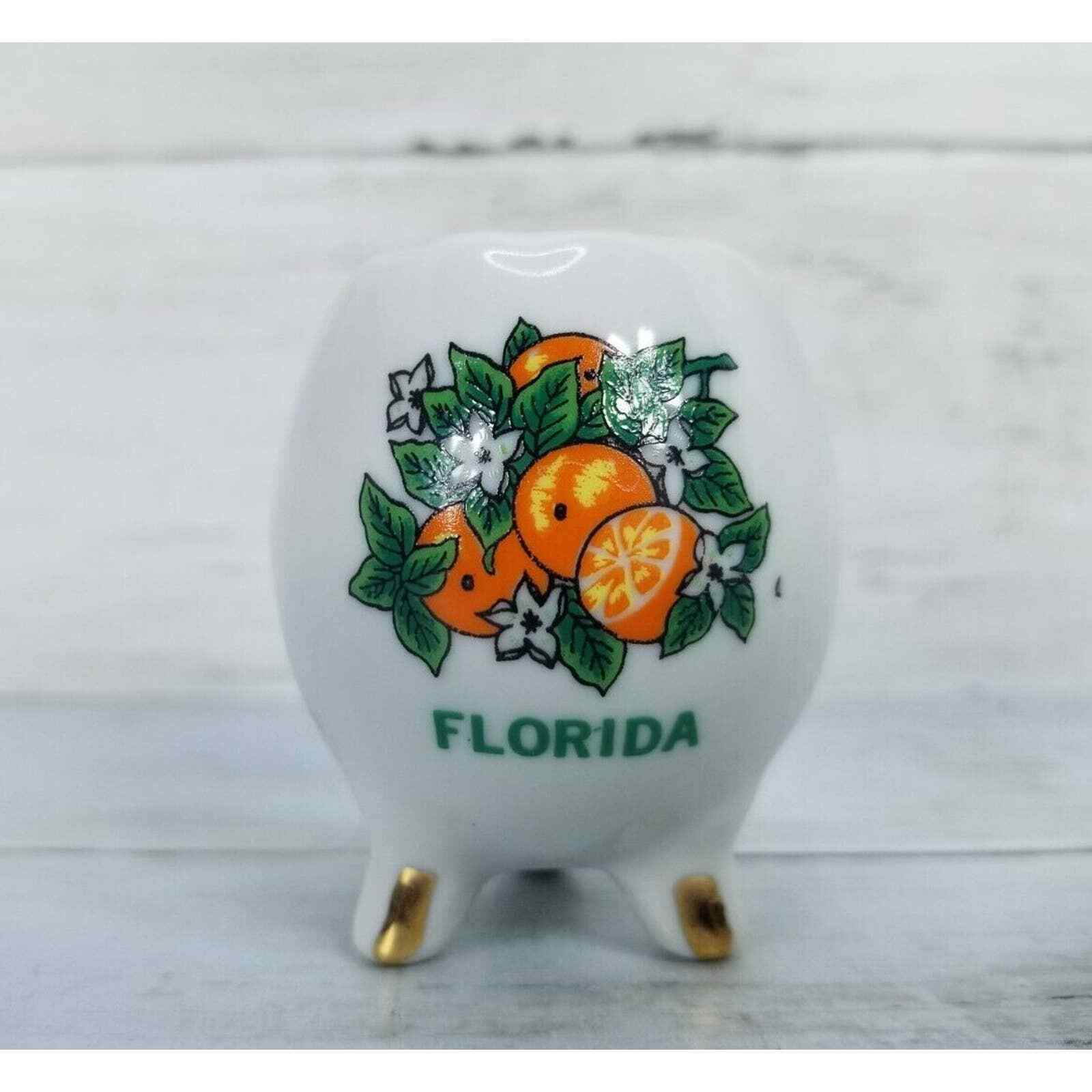 Vintage Florida Souvenir Egg Cup with orange blossoms