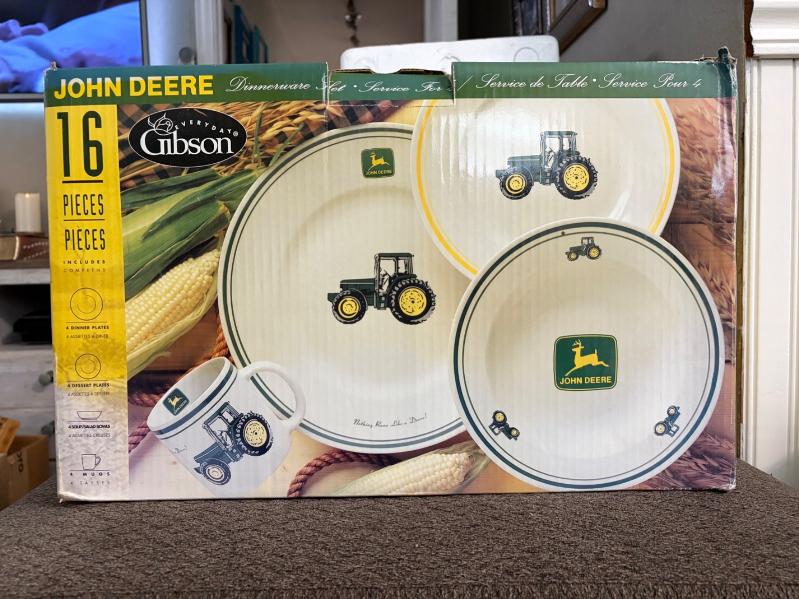 Vintage Gibson 16 Piece John Deere Dinnerware Set Vintage Gibson 16 Piece John Deere Dinnerware Set