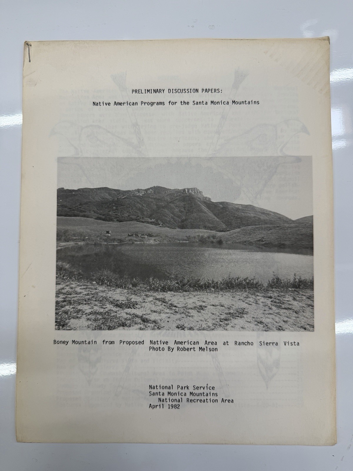 1982 Native American Programs Santa Monica Mountains National Park Document 1982 Native American Programs Santa Monica Mountains National Park Document