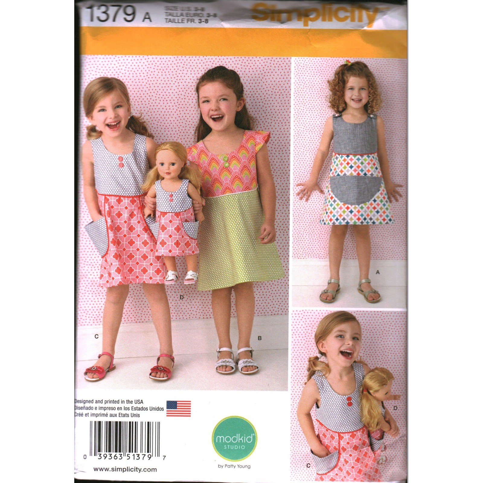 Simplicity 1379 Patty Young Modkid Studio Child Dress 18 Doll Pattern Size 3-8 Simplicity 1379 Patty Young Modkid Studio Child Dress 18 Doll Pattern Size 3-8