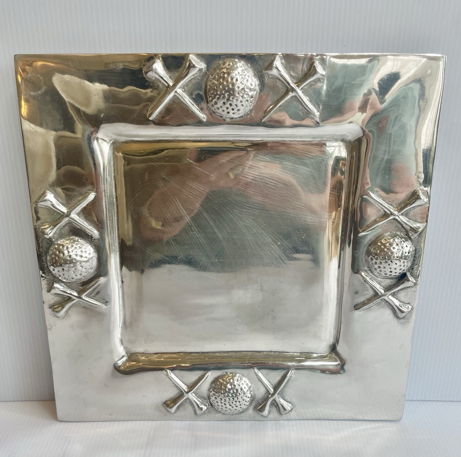 Vintage Pewter Golf Serving Platter 12”X 12” Square Tees/Ball Mexico Rare Vintage Pewter Golf Serving Platter 12”X 12” Square Tees/Ball Mexico Rare