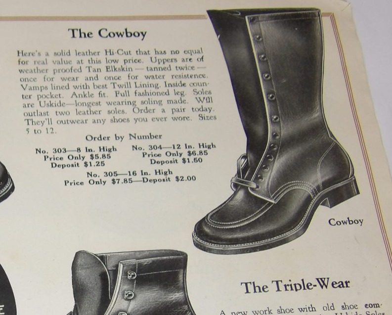 VINTAGE 1926 MEN'S & WOMEN'S SHOE CATALOG BOOTS PICTURES & PRICES WORK/DRESS