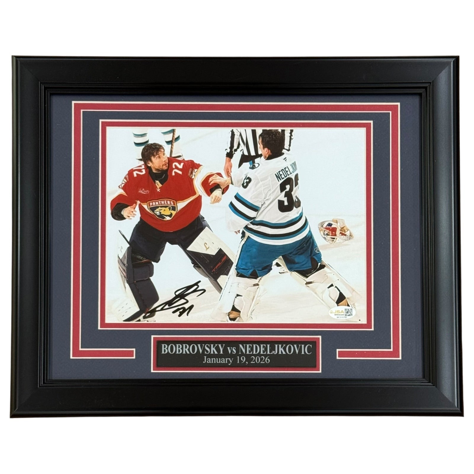 Sergei Bobrovsky Autographed Florida Panthers (Goalie Fight) Framed 8x10 Photo - Sergei Bobrovsky Autographed Florida Panthers (Goalie Fight) Framed 8x10 Photo -