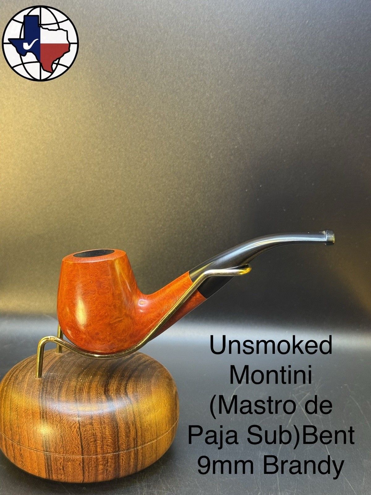 Vintage Montini (Mastro De Paja Sub) Bent 9mm Brandy Tobacco Pipe