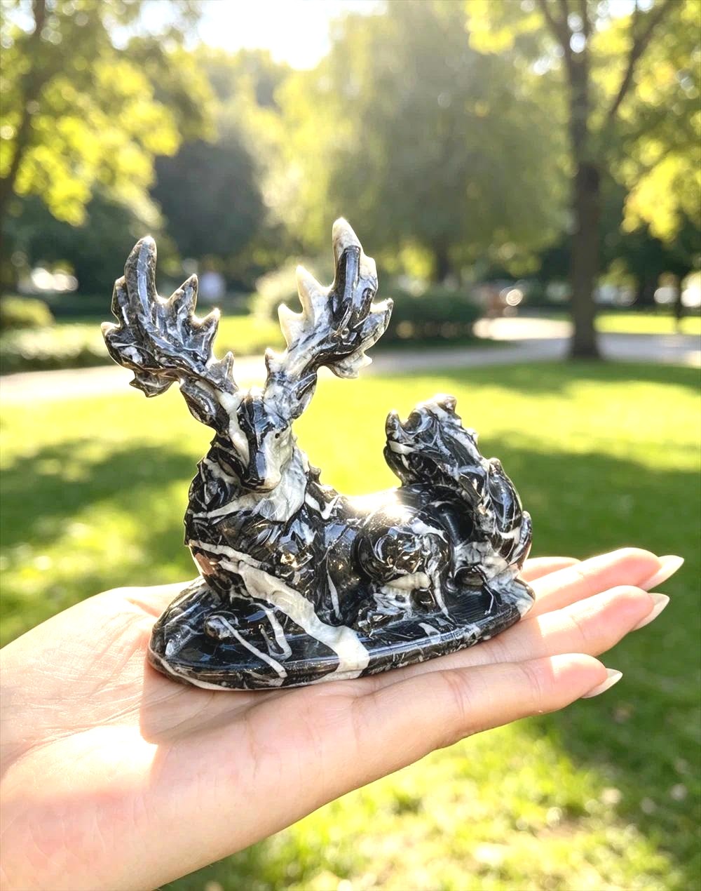 Hand Carved Fossil Deer Figurine,Natural White Stone Animal Statue Decor 1pc Hand Carved Fossil Deer Figurine,Natural White Stone Animal Statue Decor 1pc