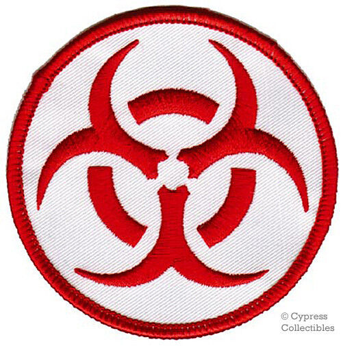 BIOHAZARD SYMBOL embroidered iron-on PATCH RED LOGO new TOXIC WARNING DANGER