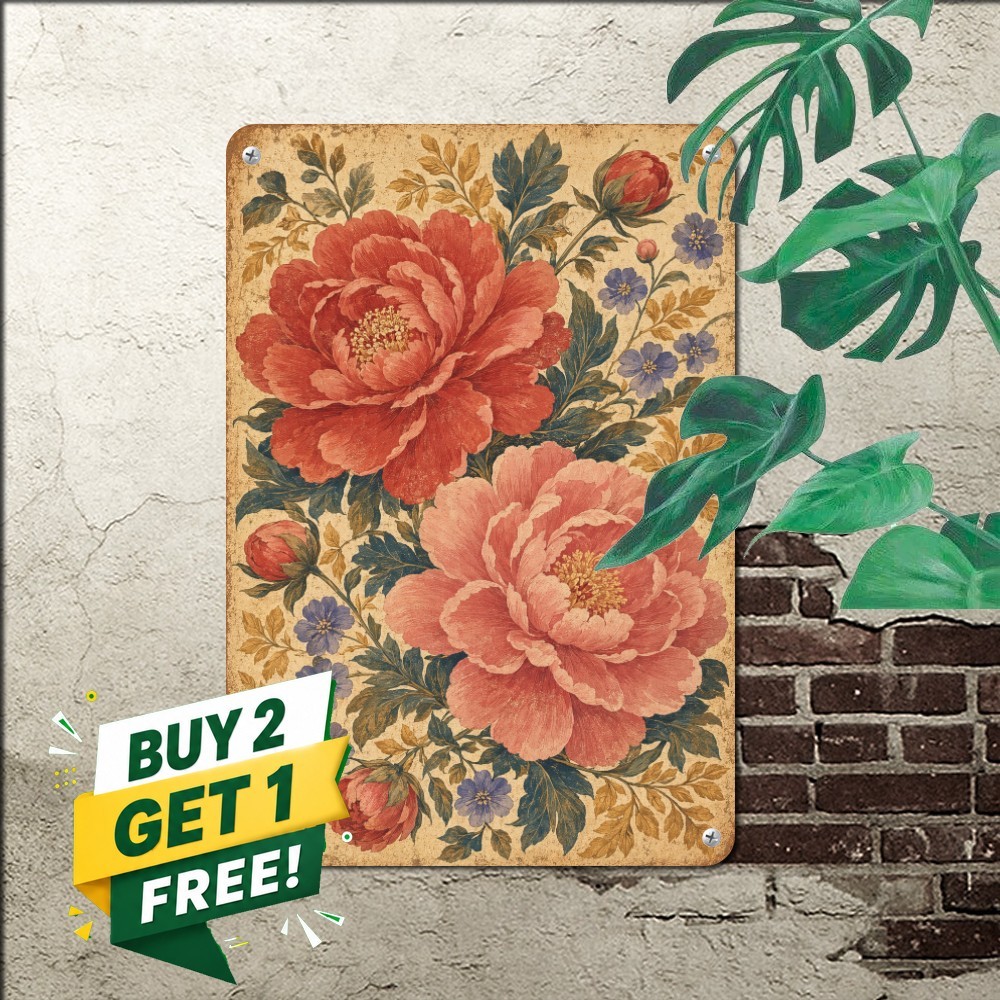 vintage botanical floral illustration dual large peony like