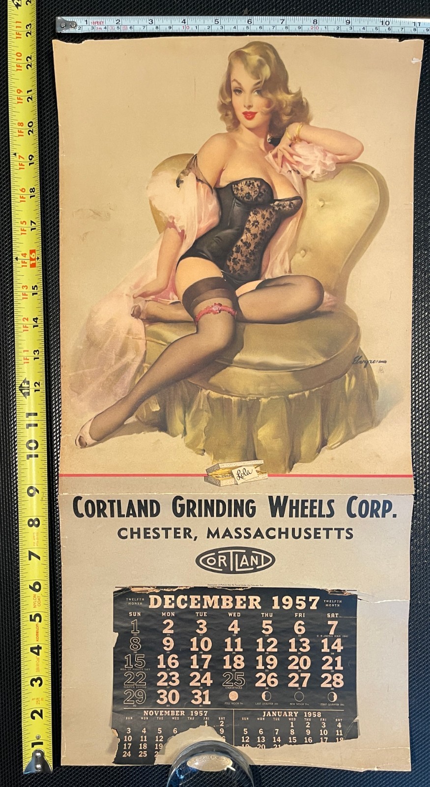 Vintage 1957 pin-up calendar - Gil Elvgren - \