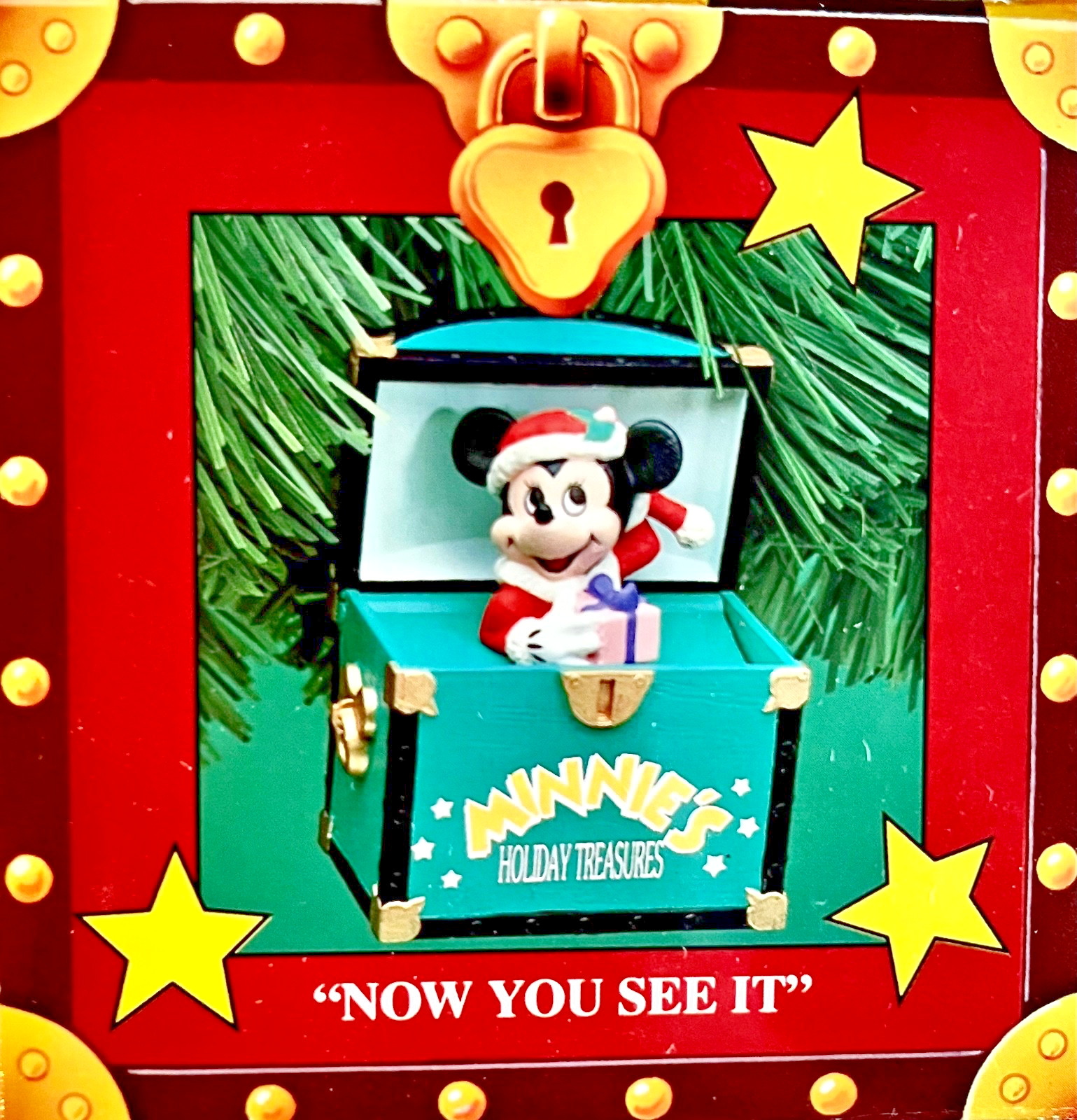 Enesco Minnie\'s Holiday Treasure Pop Up Ornament Now you see it Now you don\'t Enesco Minnie\'s Holiday Treasure Pop Up Ornament Now you see it Now you don\'t