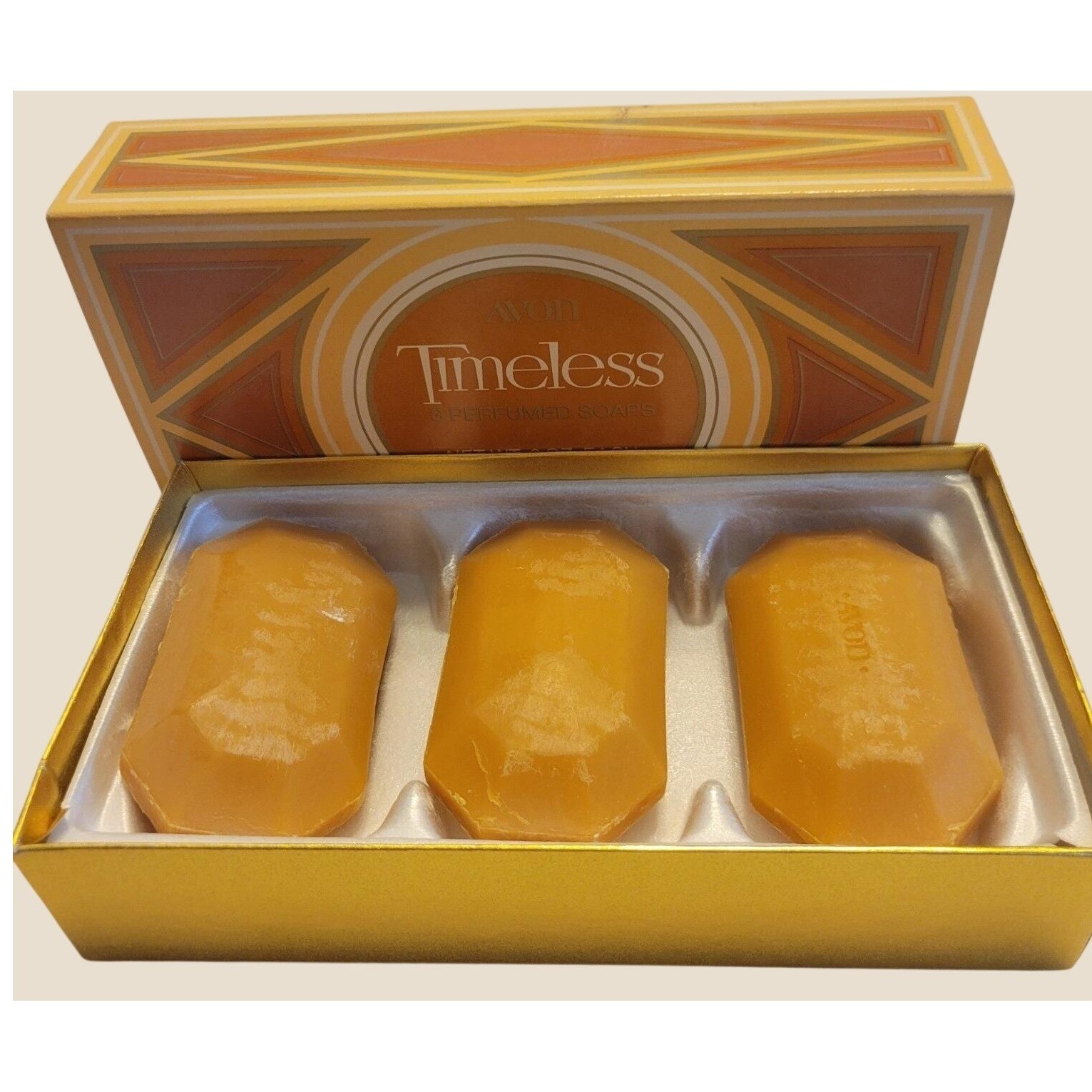 VTG Avon Timeless BarSoaps 70s Collectible Vanity Gold Display Set w/ Box VTG Avon Timeless BarSoaps 70s Collectible Vanity Gold Display Set w/ Box