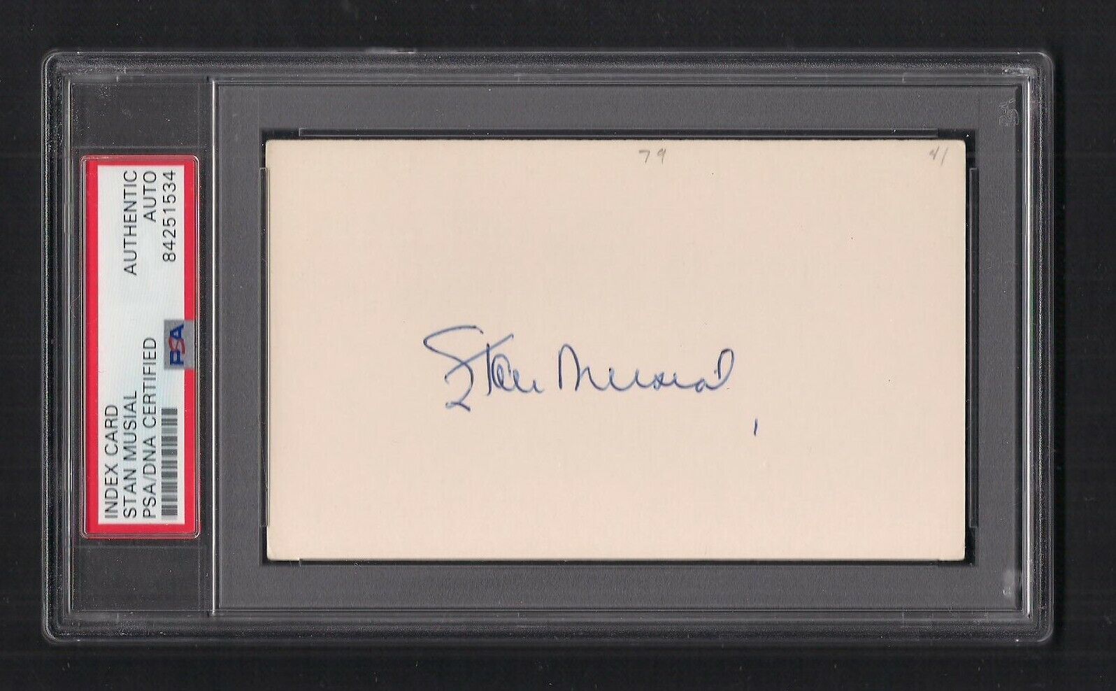 Stan Musial Signed 3x5 Card-PSA/DNA Slab Baseball Hall of Fame-Vintage-D 2013