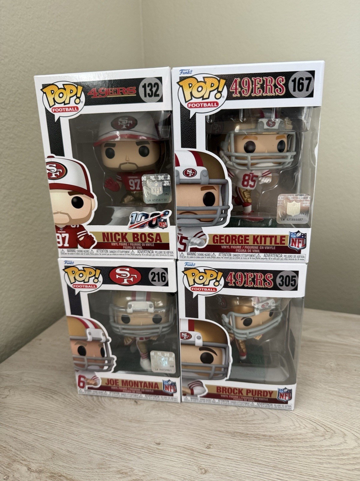 Brock Purdy George Kittle Nick Bosa Joe Montana San Francisco 49ers Funko Pop Brock Purdy George Kittle Nick Bosa Joe Montana San Francisco 49ers Funko Pop