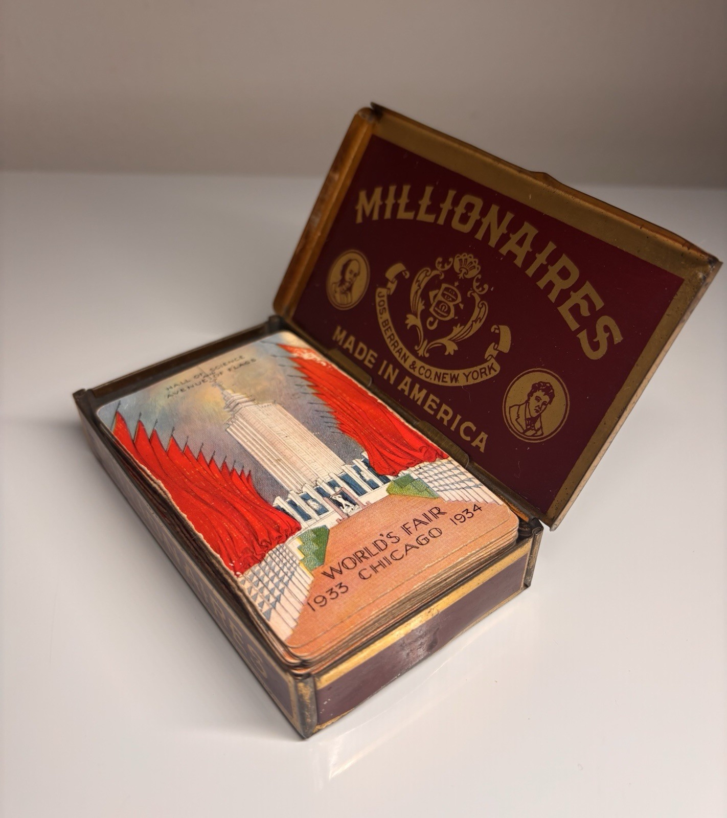 Vintage 1933-34 Chicago World's FairCentury of Progress Playing Cards + Tin