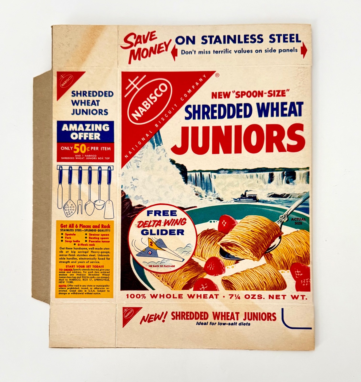 Vintage 1950s Nabisco Shredded Wheat Juniors Cereal Box Delta Wing Glider Vintage 1950s Nabisco Shredded Wheat Juniors Cereal Box Delta Wing Glider