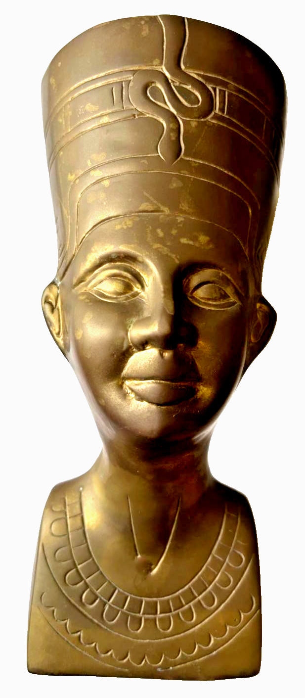 VTG. EGYPTIAN QUEEN NEFERTITI - SOLID BRASS SCULPTURE - 4.12 LBS - 11 VTG. EGYPTIAN QUEEN NEFERTITI - SOLID BRASS SCULPTURE - 4.12 LBS - 11