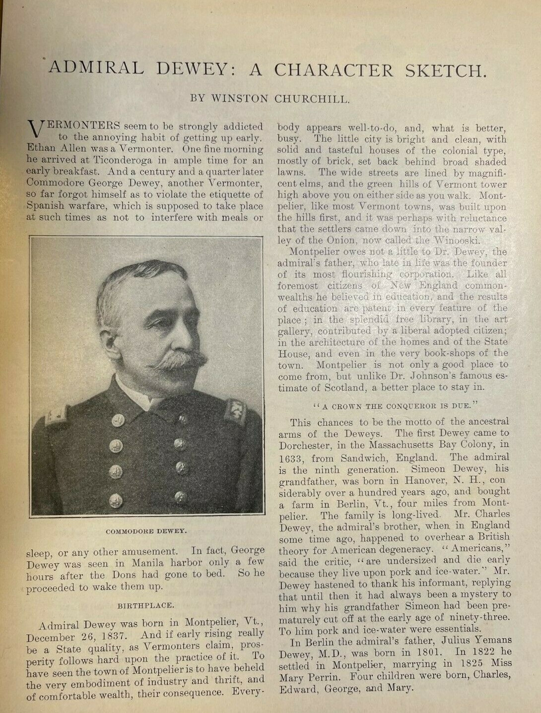 1898 Admiral George Dewey Spanish American War illustrated
