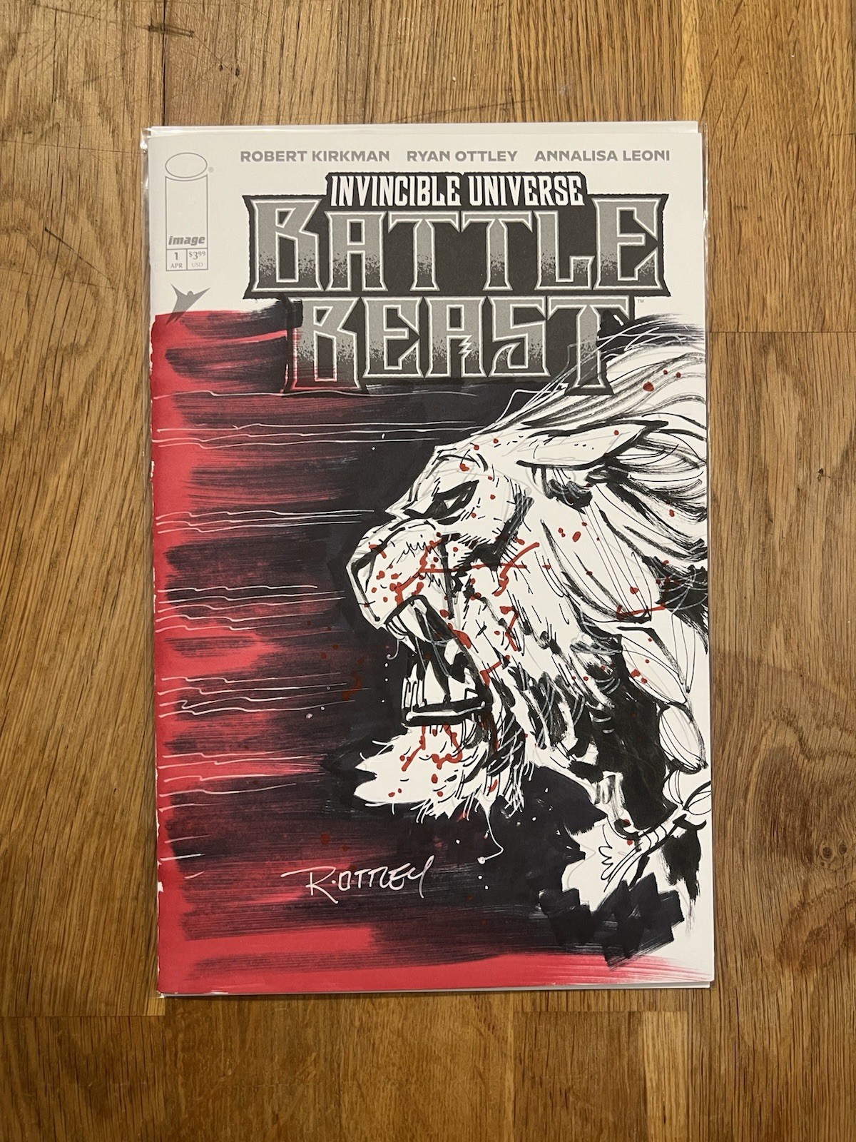 Invincible Universe Battle Beast #1 1:2000 Signed & Sketch Art By Ryan Ottley Invincible Universe Battle Beast #1 1:2000 Signed & Sketch Art By Ryan Ottley