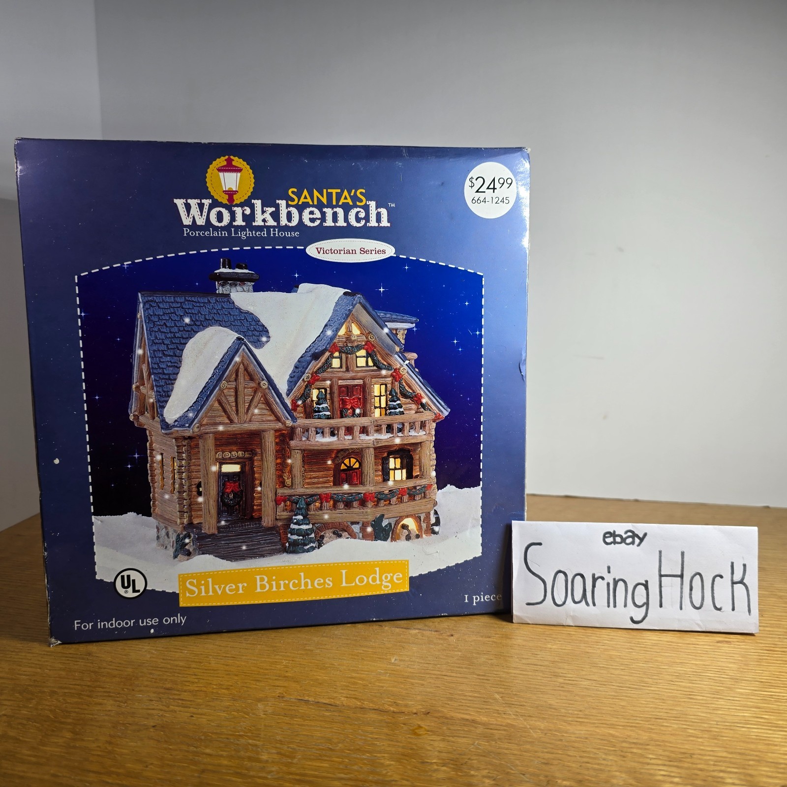 Christmas Village 2003 Santa\'s Workbench Silver Birches Lodge Lighted Victorian