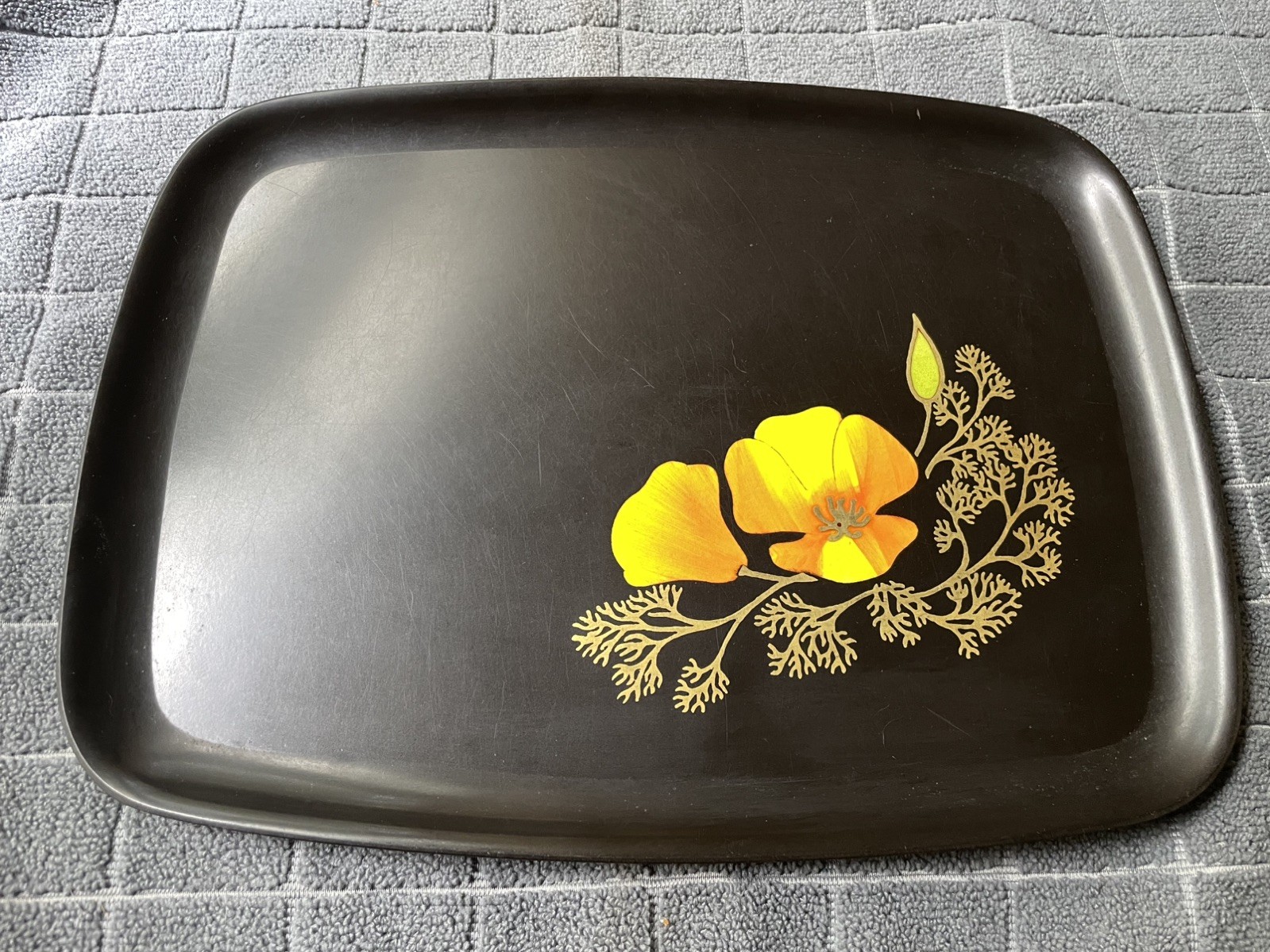 Vintage MCM Serving Tray Couroc California Poppy Monterey 12 1/2 Vintage MCM Serving Tray Couroc California Poppy Monterey 12 1/2