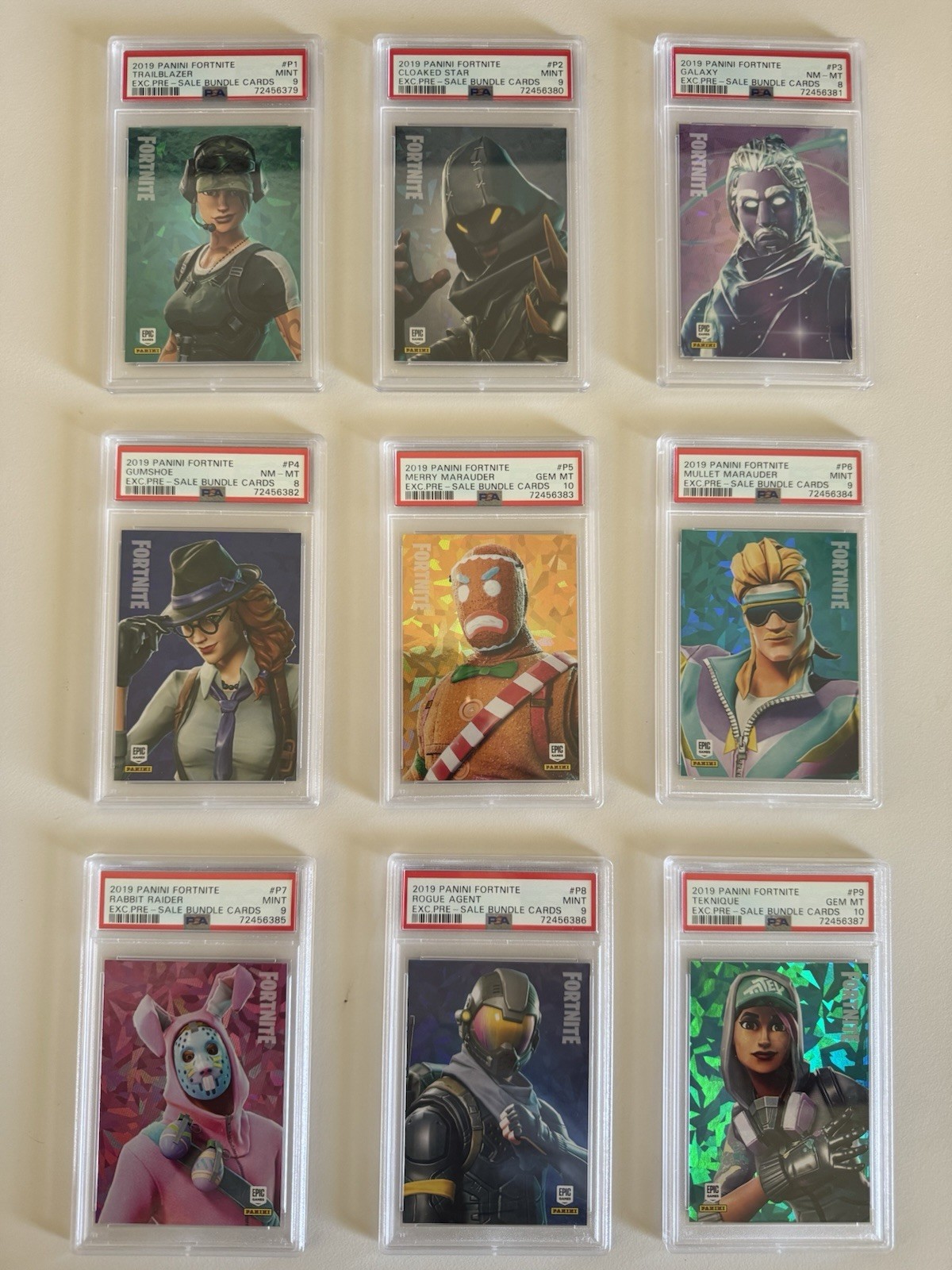 2019 Panini Fortnite Exclusive Pre-Sale Crystal Shard Complete Set P1-P9 PSA 2019 Panini Fortnite Exclusive Pre-Sale Crystal Shard Complete Set P1-P9 PSA