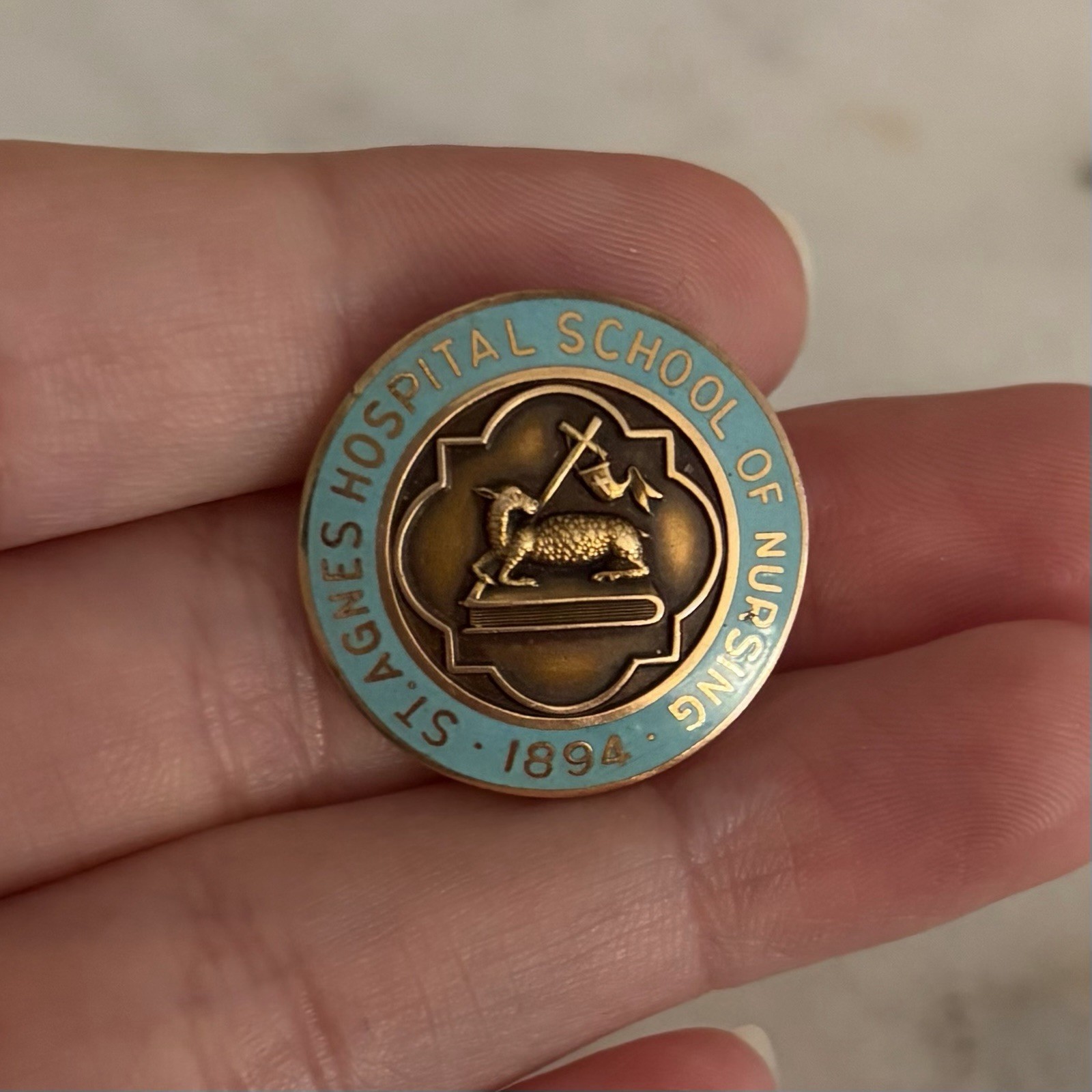 Vintage 1947 St Agnes Hospital School Of Nursing 10K Gold & Blue Enamel Pin Vintage 1947 St Agnes Hospital School Of Nursing 10K Gold & Blue Enamel Pin