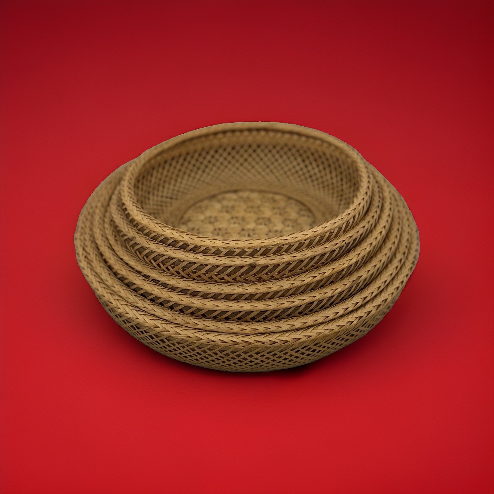 Vintage Handcrafted Woven Wicker Rattan Set of 6 Nesting, Decor Baskets Japanise Vintage Handcrafted Woven Wicker Rattan Set of 6 Nesting, Decor Baskets Japanise