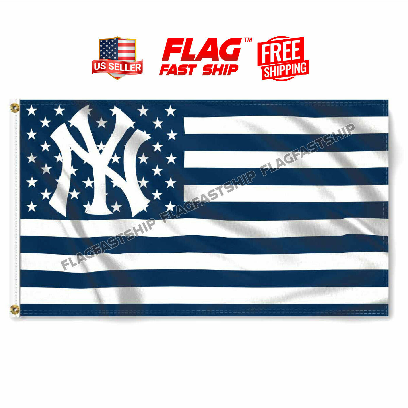 New York Yankees Striped Baseball MLB Flag Large 3x5 Banner 